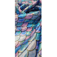 Cetim Estampado Digital Sereia COM FALHA E EMENDA - Comprimento 1,40 m x Largura 1,47 m
