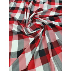 Popeline de Viscose Estampada Xadrez Tricolor - Comprimento 0,70 cm x Largura 1,47 m
