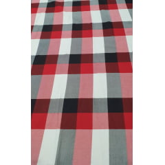 Popeline de Viscose Estampada Xadrez Tricolor - Comprimento 0,70 cm x Largura 1,47 m