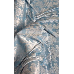 Cetim Jacquard Pudong Azul Modelo 02 - Comprimento 0,70 cm x Largura 1,47 m