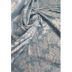 Cetim Jacquard Pudong Azul Modelo 02 - Comprimento 0,70 cm x Largura 1,47 m