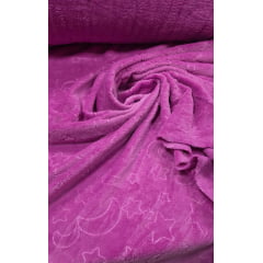 Ultra Soft Alto Relevo Estrelas e Luas Rosa Chiclete  COM COLA E FITA - Comprimento 1,30 m x Largura 1,90
