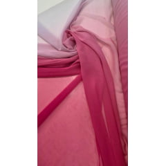 Mousseline Toque de Seda Degradê Pink com Rosa Bebê - Comprimento 0,80 cm x Largura 1,47 m