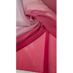 Mousseline Toque de Seda Degradê Pink com Rosa Bebê - Comprimento 0,80 cm x Largura 1,47 m