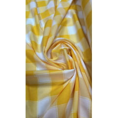 Oxford Fio Tinto Xadrez Piquenique Amarelo COM MANCHA - Comprimento 0,65 cm x Largura 1,47 m 