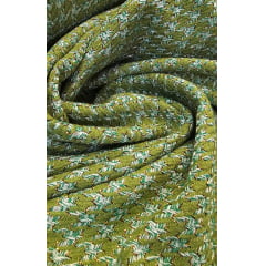 Tweed Premium Pesado Pied de Poule Verde com Fio Metálico - Comprimento 0,90 cm x Largura 1,47 m