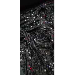 Paetê Bordado Glam Preto - Comprimento 4 m x Largura 1,40 m
