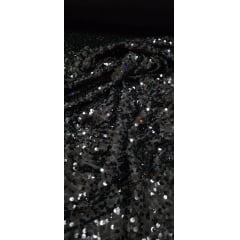 Paetê Bordado Glam Preto - Comprimento 4 m x Largura 1,40 m Paetê Bordado Glam Preto - Comprimento 4 m x Largura 1,40 m