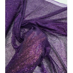 Tule com Glitter Roxo Pesado - Comprimento 0,60 cm x Largura 1,40 m