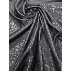 Jacquard Metálico Adamascado Preto - Comprimento 1,40 m x Largura 1,55