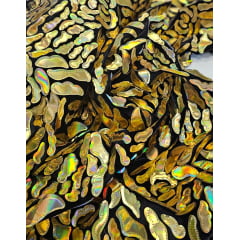 Veludo Bordado Flash Back Dourado Modelo 02 - Comprimento 0,70 cm x Largura 1,50 m