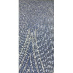 Tule Bordado com Pedrarias Premium Branco Modelo 942 - Comprimento 0,80 cm x Largura 1,30 m