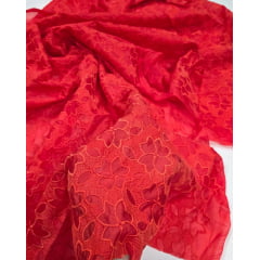 Seda pura bordada coral - Comprimento 1,30 m x Largura 1,40 m