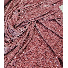 Veludo Cristal Bordado Rosê - Comprimento 0,40 cm x Largura 1,50 m