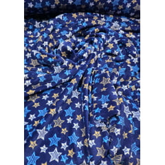 Ultra Soft Fleece Estampada Estrelas Fundo Azul - Comprimento 1 m x Largura 1,80 m