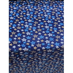 Ultra Soft Fleece Estampada Estrelas Fundo Azul - Comprimento 1 m x Largura 1,80 m
