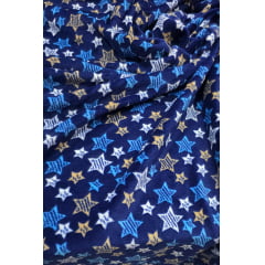 Ultra Soft Fleece Estampada Estrelas Fundo Azul - Comprimento 1 m x Largura 1,80 m