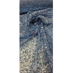 Tule Diamond com Paetê Azul Serenity - Comprimento 0,80 cm x Largura 1,45 m