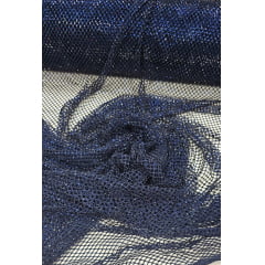 Tela Arrastão Azul Marinho com Pedrarias Azul Marinho - Comprimento 040 cm x Largura 1,30 m