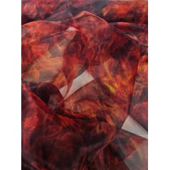 Organza Cristal Digital Fogo COM FUROS NA BORDA - Comprimento  1 m x Largura 1,47 m 