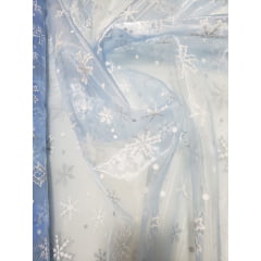 Organza Azul Serenity Frozen com Glitter - Comprimento 0,80 cm x Largura 1,50 m