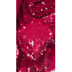 Paetê Bordado Festa Vermelho Cereja COM RASGO - Comprimento 1 m x Largura 1,40 m
