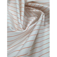 Sarja Listrada Italy com Elastano Off White com Laranja  COM MANCHA - Comprimento  1,70 M x Largura 1,40 m