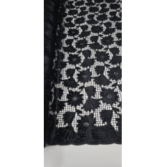 Renda Guipir Aveludada Preto Modelo 04 - Comprimento 0,90 cm x Largura 1,40 m