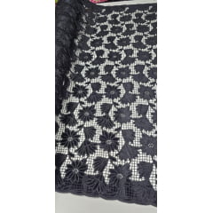 Renda Guipir Aveludada Preto Modelo 04 - Comprimento 0,60 cm x Largura 1,40 m 