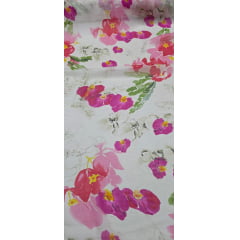 Chiffon de Seda Pura Estampado Floral Pink 05 - Comprimento 3 m x Largura 1,40 m