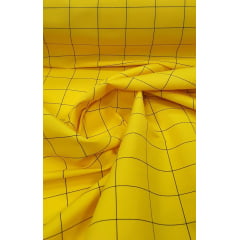 Bengaline Xadrez Grid Fundo Amarelo com Listras Preta  