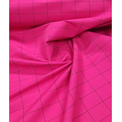 Bengaline Xadrez Grid Fundo Pink com Listras Preta 