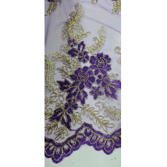 Tule Bordado Europa Bicolor Roxo JKS8 