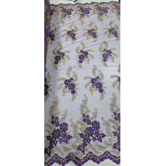 Tule Bordado Europa Bicolor Roxo JKS8 
