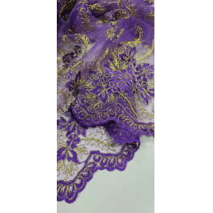 Tule Bordado Europa Bicolor Roxo JKS8 