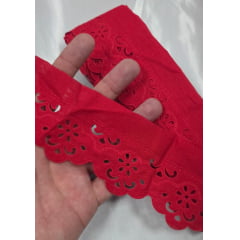 Bordado Inglês Modelo 2018/07  6cm Vermelho - Peça 10m
