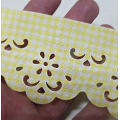 Bordado Inglês Modelo 2018-X/03 6cm Xadrez Amarelo - Peça 5m