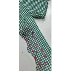 Bordado Inglês Modelo 2018-X/05 6cm Xadrez Verde Bandeira - Peça 5m