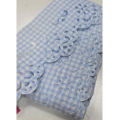 Bordado Inglês Modelo 2018-X/04 6cm Xadrez Azul Claro - Peça 5m