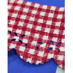 Bordado Inglês Modelo 2021-X/02 3,7cm Xadrez Vermelho - Peça 10m
