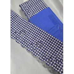 Bordado Inglês Modelo 2030-X/07 6cm Xadrez Azul Marinho - Peça 10m