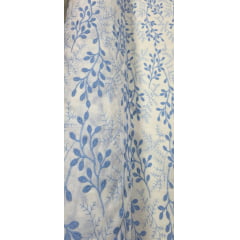 Cambraia Bordada 3D Bicolor Ramos Azul e Branco   ( COM ACABAMENTO NOS 2 LADOS)