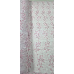 Cambraia Bordada 3D Bicolor Ramos Rosa e Branco   ( COM ACABAMENTO NOS 2 LADOS)