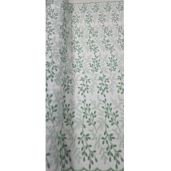 Cambraia Bordada 3D Bicolor Ramos Verde e Branco   ( COM ACABAMENTO NOS 2 LADOS)