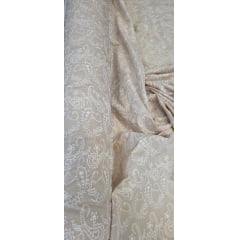 Cambraia Bordada Cachemire Bicolor Areia com Branco