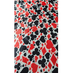 Cetim Estampado Digital Naipes Variados Fundo Branco