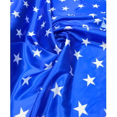 Cetim Estampado Digital Azul Estrela Branca (M. Maravilha)