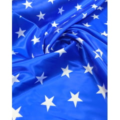 Cetim Estampado Digital Azul Estrela Branca (M. Maravilha)