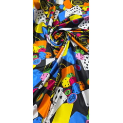 Cetim Estampado Cassinos Coloridos
