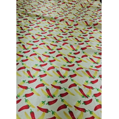 Cetim Estampado Pimentas Fundo Amarelo